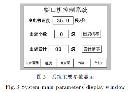 包裝機(jī)系統(tǒng)主要參數(shù)顯示圖