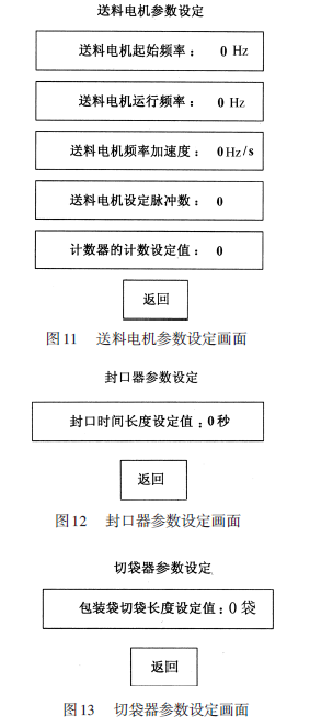 包裝機(jī)送料電機(jī)參數(shù)設(shè)定畫(huà)面和封口器參數(shù)設(shè)定畫(huà)面